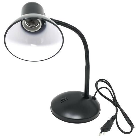 Lampada Lumetto Da Tavolo Scrivania Snodabile Lume Porta Lampadina E27 Nero - Foto 4