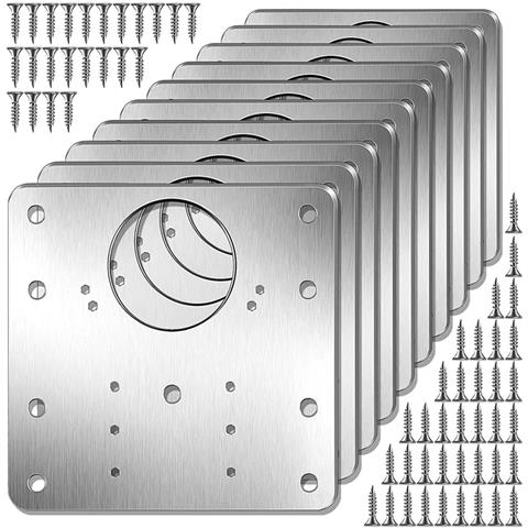 Piastra Di Riparazione Per Cerniere Per Mobili 9x9 Cm In Acciaio Inox, Confezione Da 10 Silver D971 - Foto 1