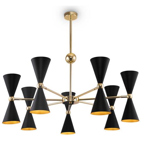 Lampadario Contemporaneo Vesper In Metallo Nero E Oro 14 Luci - Foto 2