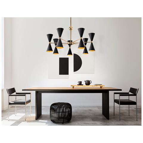 Lampadario Contemporaneo Vesper In Metallo Nero E Oro 14 Luci - Foto 4