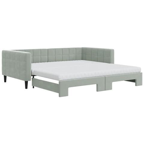 Divano Letto Estraibile Materassi Grigio Chiaro 100x200 Velluto - Foto 1