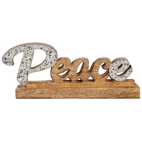 Statua Decorativa Peace Porporina 6 X 13 X 31 Cm Argentato Legno - Foto 1