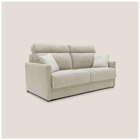 Margot Divano letto matrimoniale con schienale morbido alto in tessuto T02 196 cm (mat. 160x197) beige - Foto 1