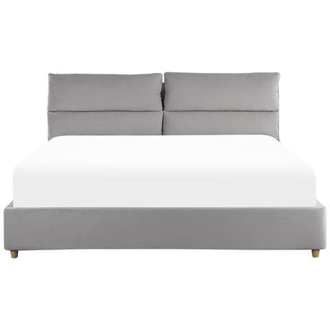 Letto Matrimoniale Con Contenitore Velluto Grigio Chiaro 180 X 200 Cm Batilly - Foto 2