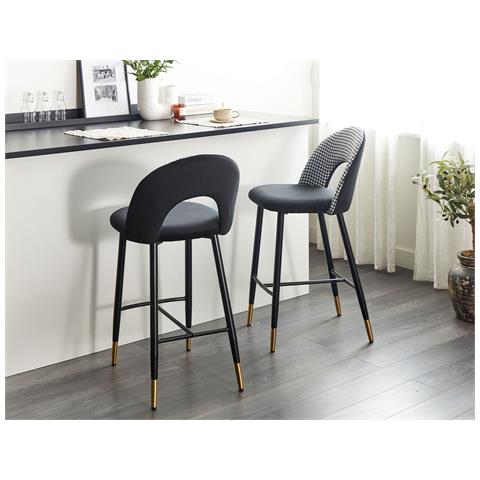 Set Di 2 Sedie Alte Falton Velluto Nero /bianco - Foto 1