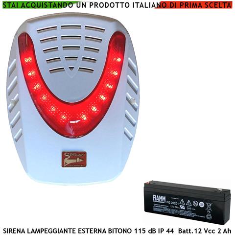 Sirena Allarme Lampeggiante A Led Da Esterno Allarme Caduta + Segnale Stato Impianto Antifurto Batteria Fiamm 12 V 2 A - Foto 1