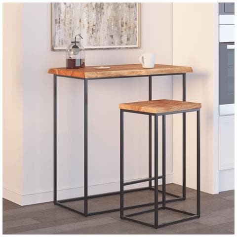 Piano Tavolo 80x60x2,5 Cm Rettangolare Legno Acacia Bordi Vivi - Foto 1