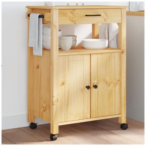 Carrello Da Cucina Monza 60x40x90 Cm In Legno Massello Di Pino - Foto 8