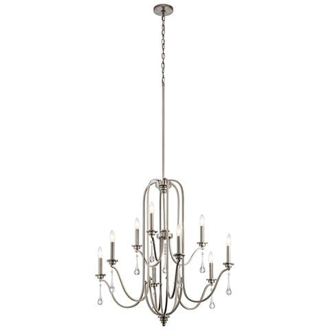 Lampadario Classico Karlee Acciaio Peltro Classico Cristallo 9 Luci E14 - Foto 1