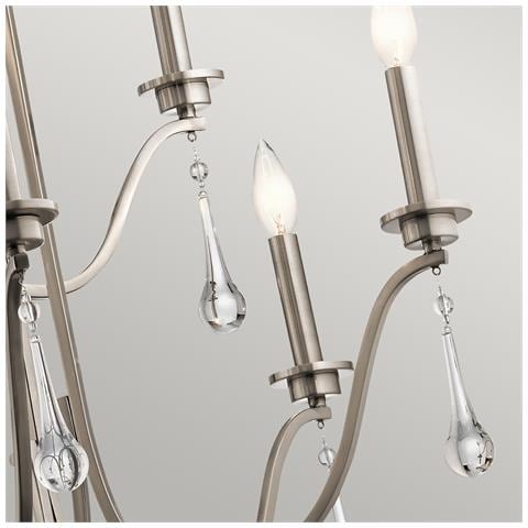 Lampadario Classico Karlee Acciaio Peltro Classico Cristallo 9 Luci E14 - Foto 5
