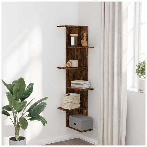 Scaffale Angolare Muro Rovere Fumo 36,5x36,5x140cm Multistrato - Foto 3