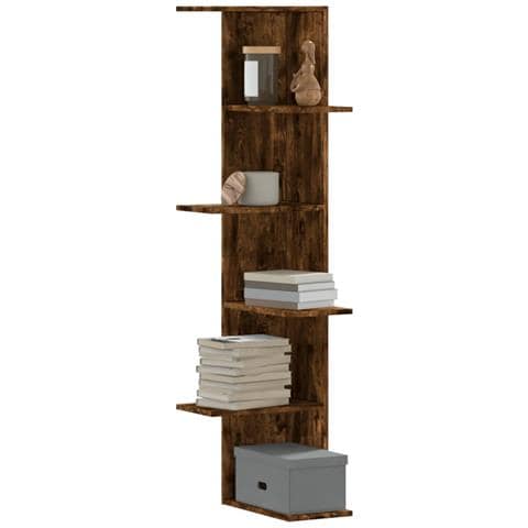 Scaffale Angolare Muro Rovere Fumo 36,5x36,5x140cm Multistrato - Foto 1