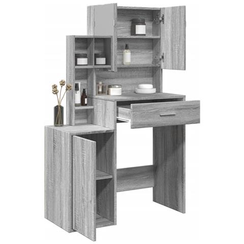 Toeletta Con Armadietto Grigio Sonoma 80x35x132 Cm - Foto 1