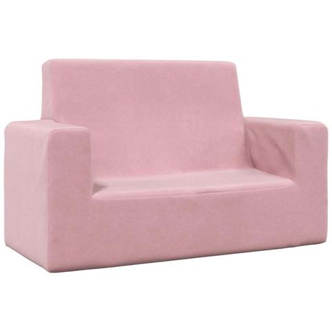 Divano per Bambini 2 Posti Rosa in Morbido Peluche - Foto 1