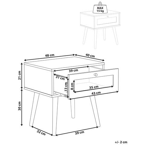 Comodino 1 Cassetto Albany Marrone Chiaro - Foto 7