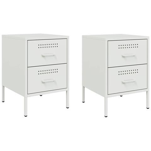 Comodini 2 Pz Bianchi 36x39x50,5 Cm In Acciaio - Foto 2