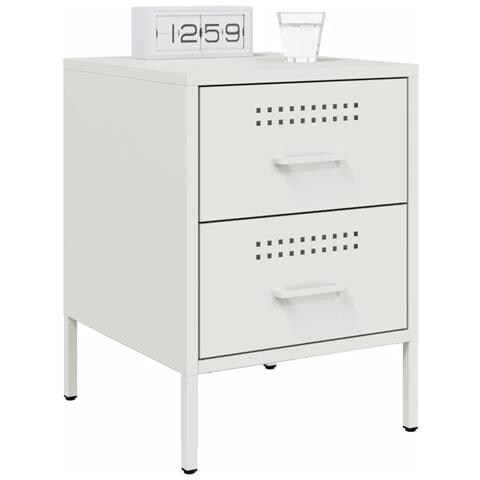 Comodini 2 Pz Bianchi 36x39x50,5 Cm In Acciaio - Foto 3