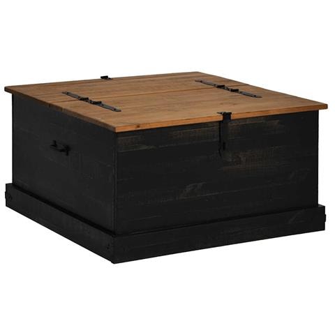 Cassapanca Halden Nero 91x91x47 Cm In Legno Massello Di Pino - Foto 2