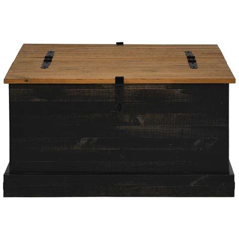Cassapanca Halden Nero 91x91x47 Cm In Legno Massello Di Pino - Foto 3