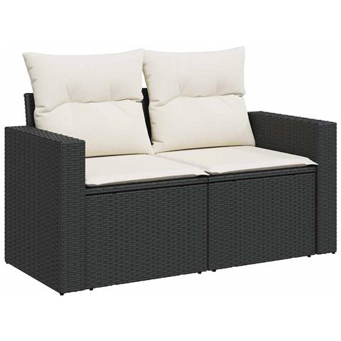 Set Divani Da Giardino 9 Pz Con Cuscini Nero In Polyrattan - Foto 3