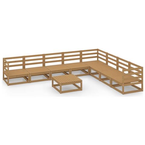 Set Divani Da Giardino 9 Pz Marrone Ambra Legno Massello Pino - Foto 1