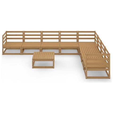 Set Divani Da Giardino 9 Pz Marrone Ambra Legno Massello Pino - Foto 2