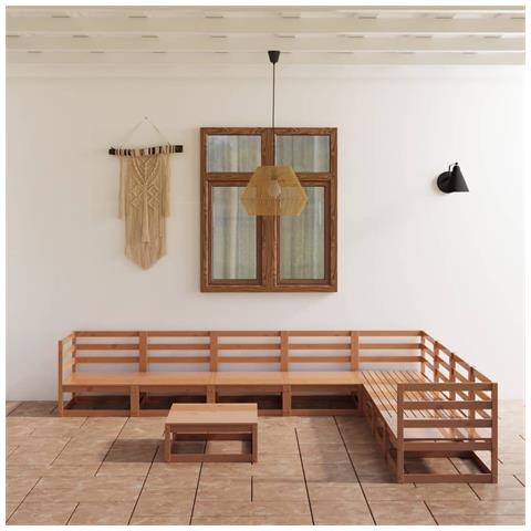 Set Divani Da Giardino 9 Pz Marrone Ambra Legno Massello Pino - Foto 8