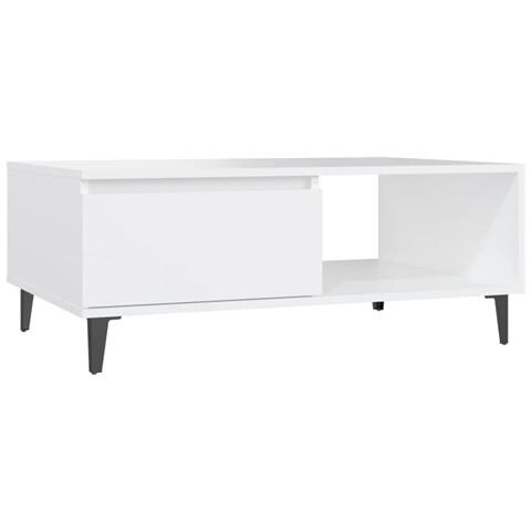 Tavolino Da Salotto Bianco 90x60x35 Cm In Legno Multistrato - Foto 1