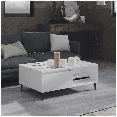 Tavolino Da Salotto Bianco 90x60x35 Cm In Legno Multistrato - Foto 8