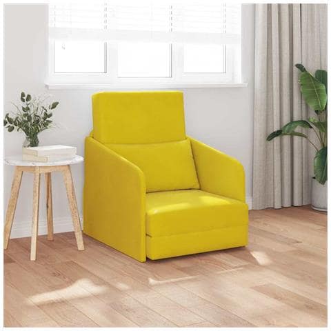 Divano Letto a Terra 2 in 1 Giallo 65x80x83 cm Velur - Foto 2
