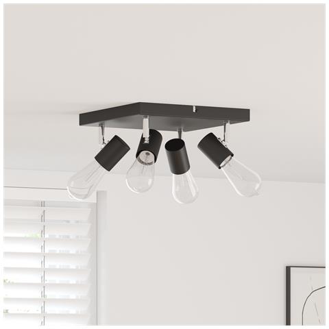 Faretto da soffitto 4 vie regolabili nero E27 - Foto 2