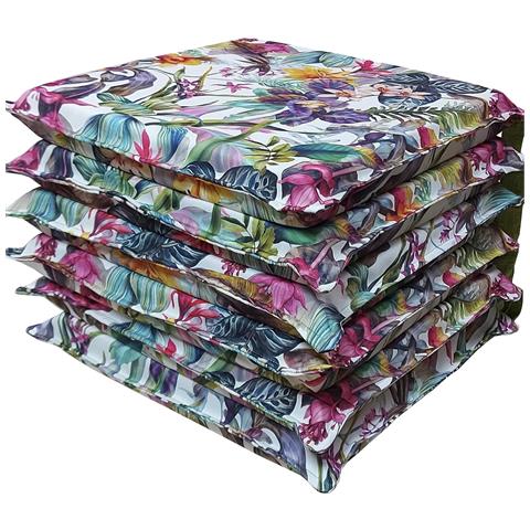 Set 6 Cuscini Per Sedie Cucina Con Laccetti, Stampa Digitale, Copri Sedia Sfoderabili E Lavabili, Made In Italy (6, Violet) - Foto 1