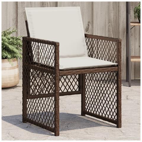 Sedie Da Giardino VidaXL 4 Pezzi Con Cuscini - Poltrone Polyrattan Grigio Pieghevoli