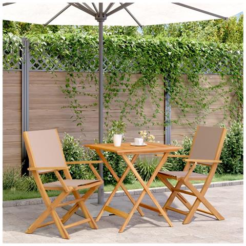 Set da Bistrot 3pz Tortora in Tessuto e Legno Massello - Foto 2