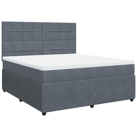 Giroletto a Molle con Materasso Grigio Scuro 180x200 cm Velluto - Foto 1