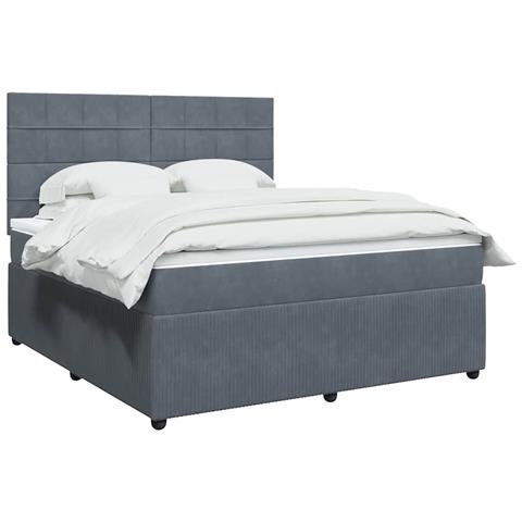 Giroletto a Molle con Materasso Grigio Scuro 180x200 cm Velluto - Foto 2