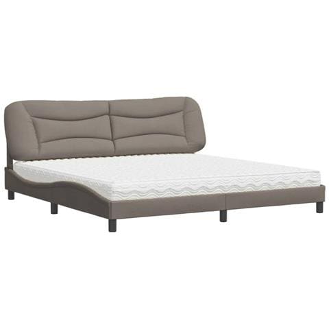 Letto con Materasso Tortora 200x200 cm in Tessuto - Foto 1