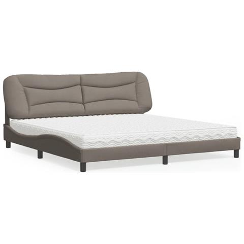 Letto con Materasso Tortora 200x200 cm in Tessuto - Foto 2
