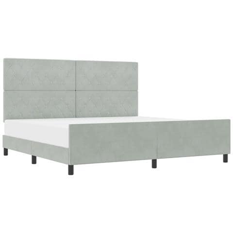 Struttura Letto Grigio Chiaro 200x200 cm in Velluto - Foto 1