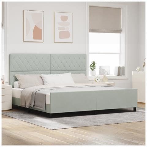 Struttura Letto Grigio Chiaro 200x200 cm in Velluto - Foto 2
