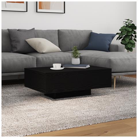 Tavolino da caffè con luci LED Rovere Nero 85x55x31 cm - Foto 2