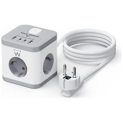EW3863 prolunghe e multiple 1,5 m 3 presa (e) AC Interno Grigio, Bianco - Foto 1