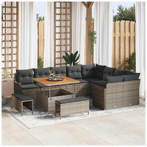 Set Divano da Giardino 12 pcs Grigio 100 x 100 x 71 cm - Foto 2