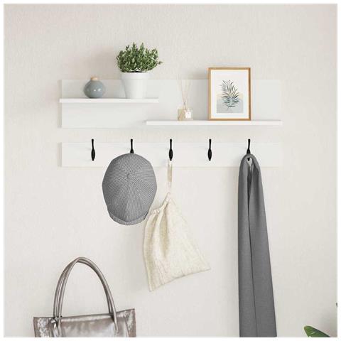 Appendiabiti a muro Bianco 90 x 15 x 36 cm Legno multistrato - Foto 2