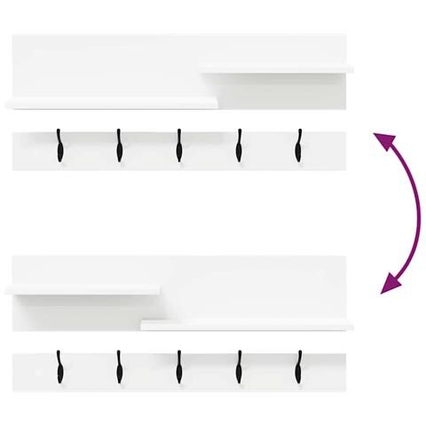 Appendiabiti a muro Bianco 90 x 15 x 36 cm Legno multistrato - Foto 9