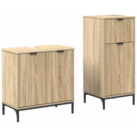 Set di mobili per il bagno con cassetto 2 pcs rovere sonoma - Foto 1