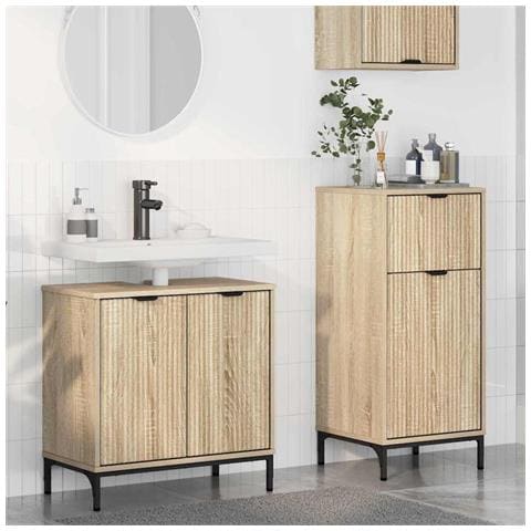 Set di mobili per il bagno con cassetto 2 pcs rovere sonoma - Foto 2