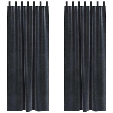 Tende con tende 2 pcs Grigio scuro 140 x 245 cm Velluto - Foto 1