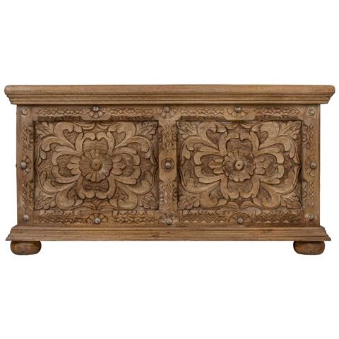 Tavolino Baule In Legno Marrone Fatto A Mano 100x100x47h - Foto 2