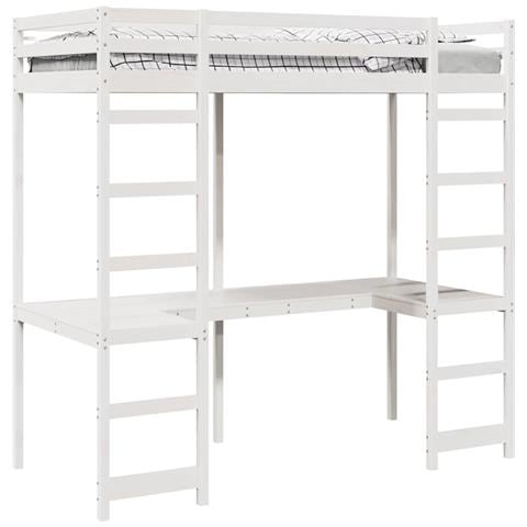 Struttura per letto soppalco Bianco 80 x 200 cm Pino massello - Foto 1